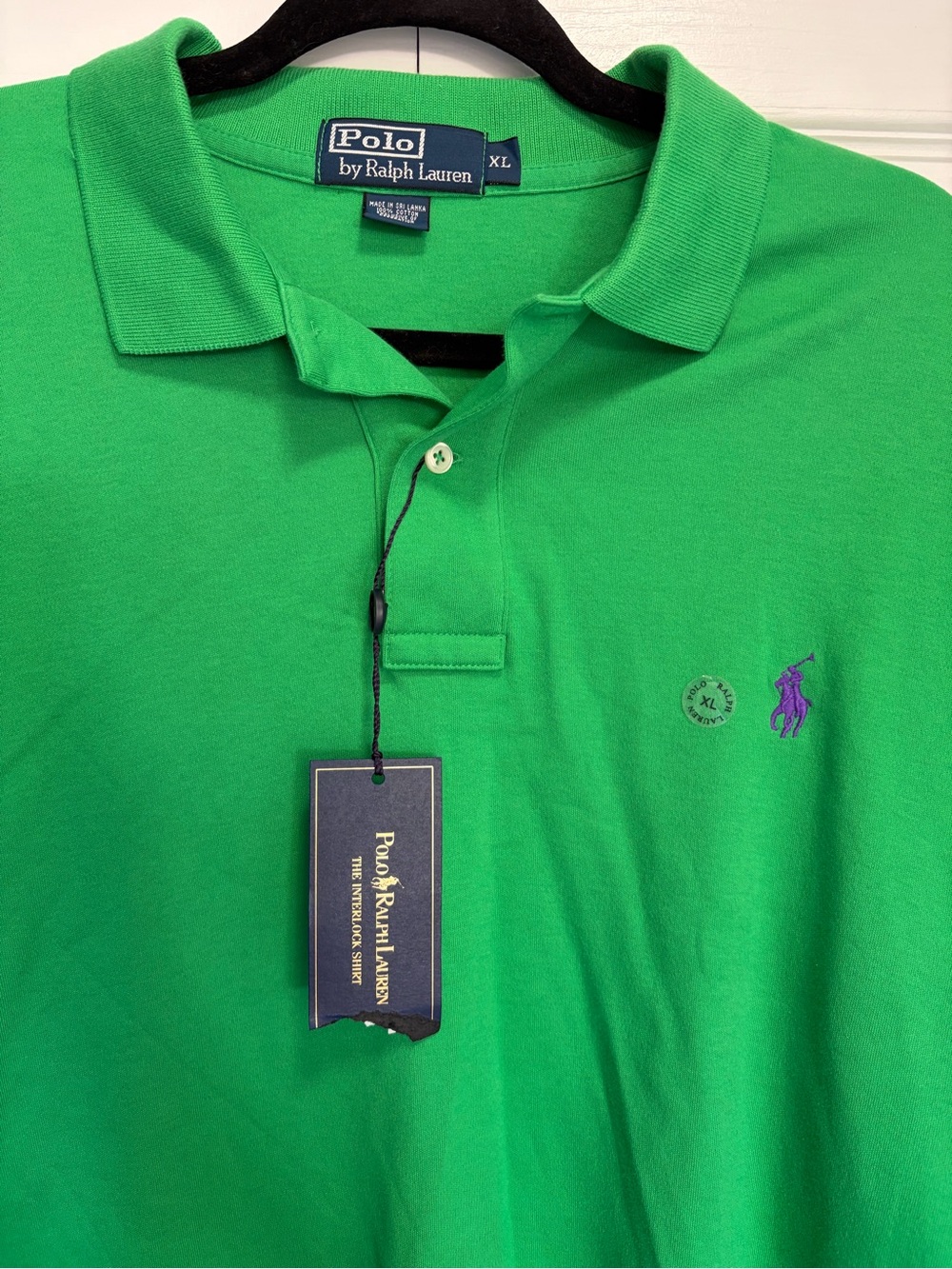 Ralph Lauren Men’s Bright Green Polo with Purple Logo NWT XL - Picture 7 of 14